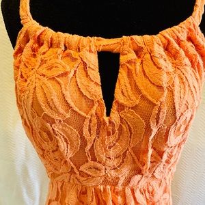 Summer light cream orange dress